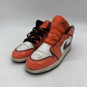 Nike Air Jordan 1 Mid SE PS Turf Orange Shoes Kids Size 3Y Youth BQ6932-802